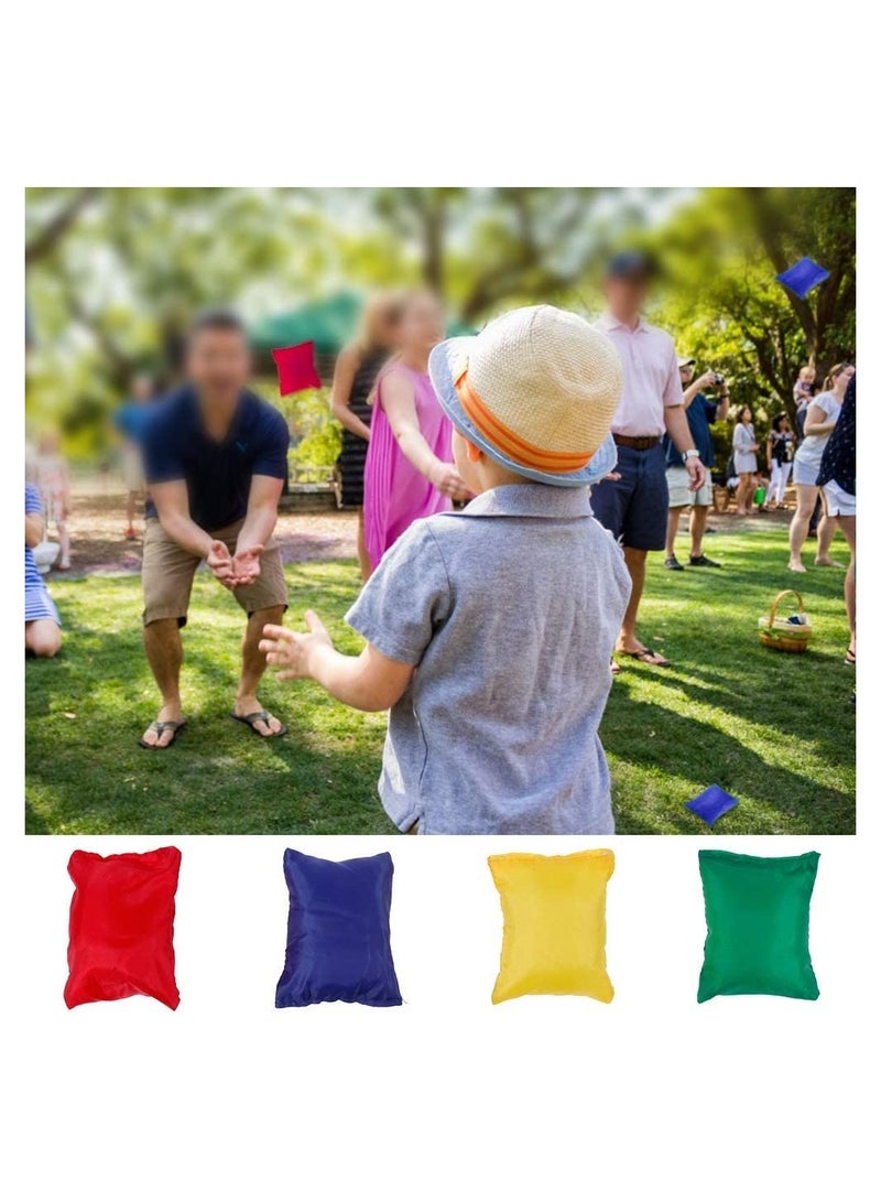 32 Pcs Sports Day Kit Sack Race Set Bean Bag Toss Fun Outdoor Garden Family Game for Adults And Kids Includes 4 Coloured Sack 4 Eggs 4 Spoons 4 Bean Bags 2 Whistles and other