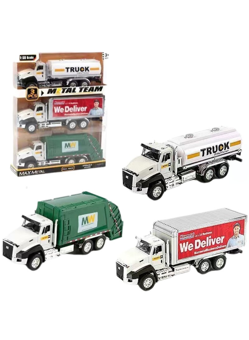 Children's Toy Alloy Texture Engineering Vehicle Model Engineering Vehicle Set (Municipal Sanitation Vehicle set (Three In One))