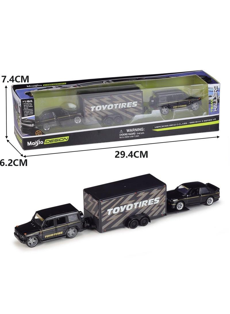 Boxed Simulation Alloy Car Trailer Transporter Series Vehicle Set Model