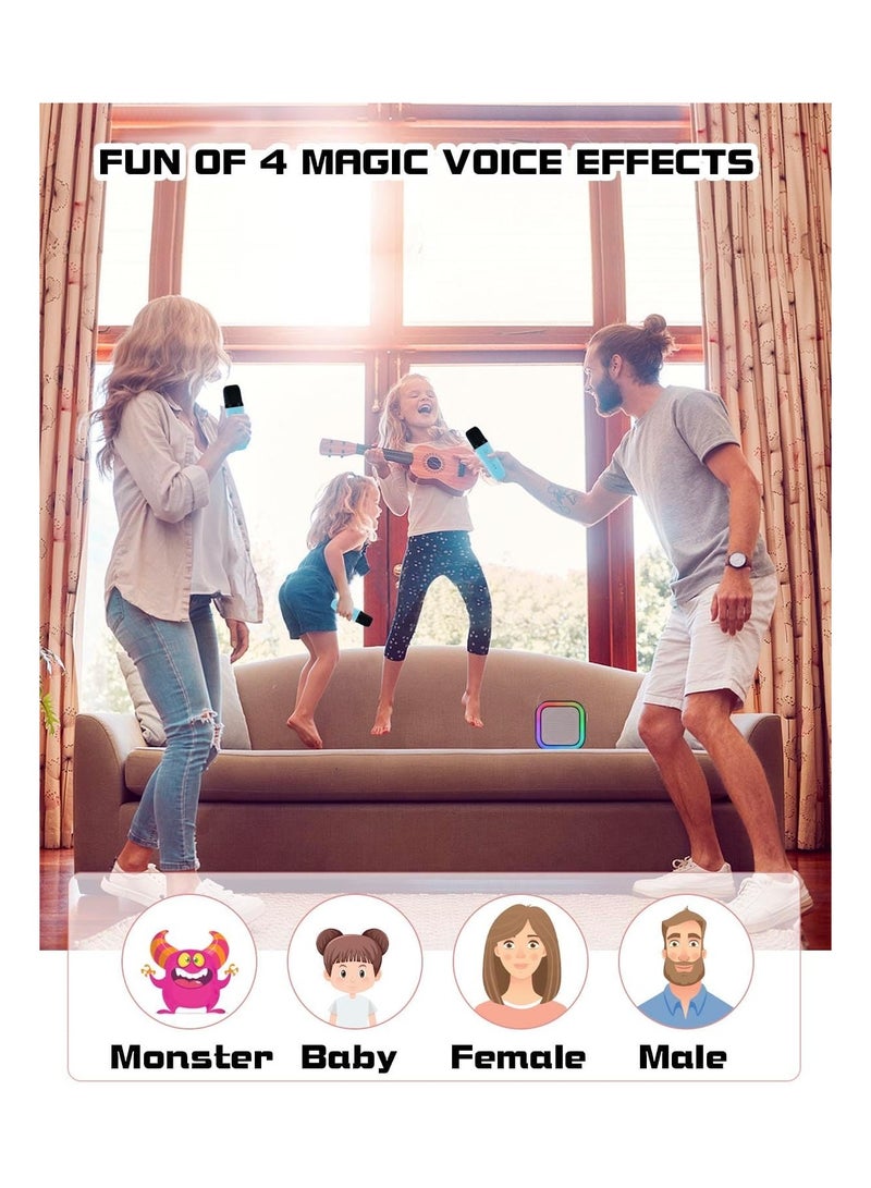 Karaoke Machine for Adults and Kids, Portable Karaoke Machine with 2 Wireless Bluetooth Microphones Best Birthday Gift Meetings, Parties with Carrying Handle/Echo/Vocal Cut - Multicolor