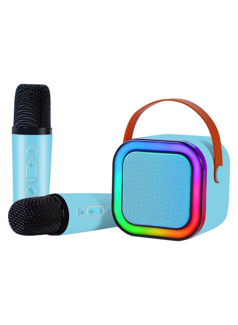 Karaoke Machine for Adults and Kids, Portable Karaoke Machine with 2 Wireless Bluetooth Microphones Best Birthday Gift Meetings, Parties with Carrying Handle/Echo/Vocal Cut - Multicolor