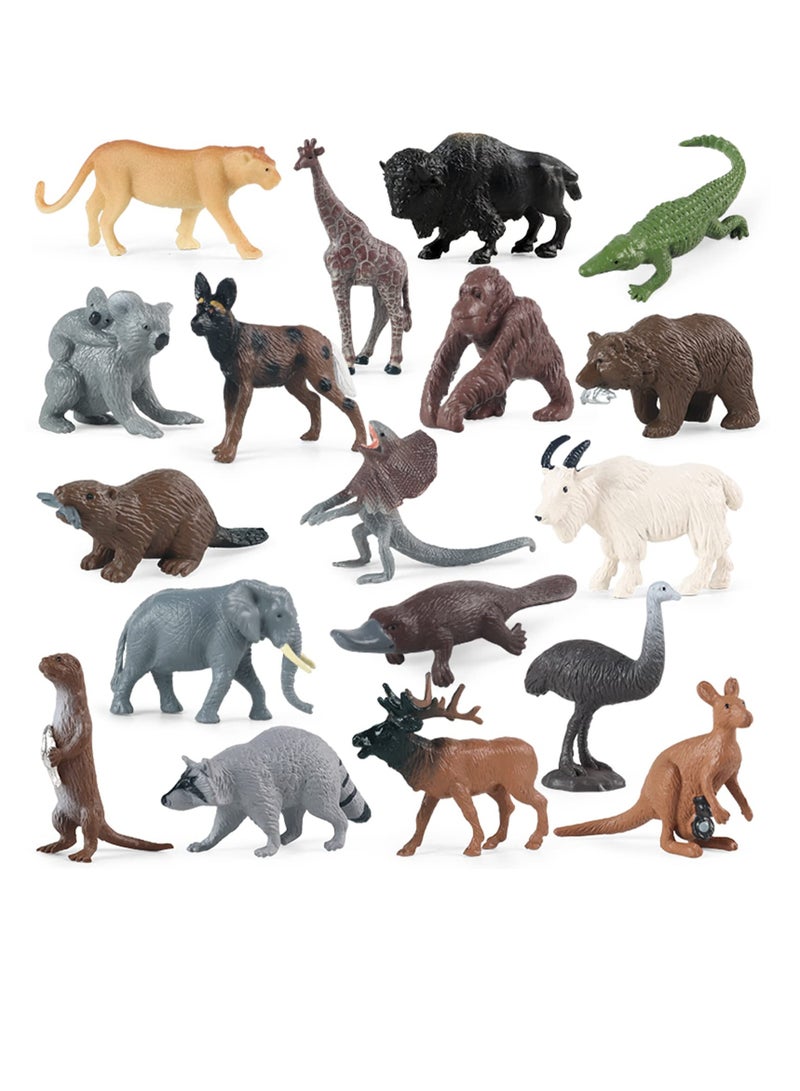 Safari Animal Figurines Set, 18 Pcs Miniature Forest Creatures, Perfect for Cake Toppers and Birthday Gifts for Kids