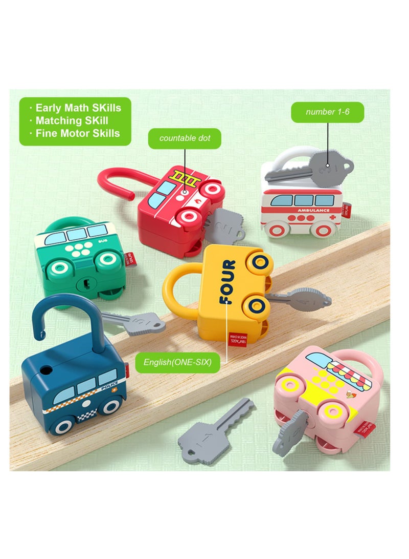 Montessori Learning Toy for Toddlers, Mini Pairing Lock Busy Board with Toy Cars, Ideal for 18 Months to 3 Years Old Boys and Girls, Perfect Gift for Young Kids.