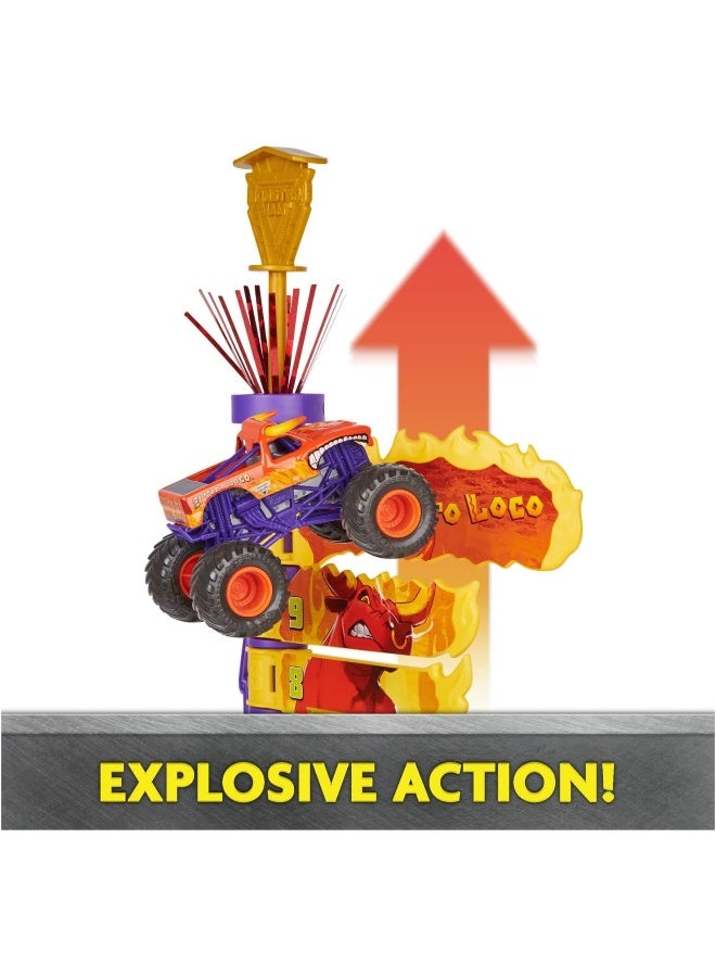 Monster Jam El Toro Loco Big Air Challenge, Over 20-Inch Tall Playset with Exclusive Monster Truck Toy, 1:64 Scale, Kids Toys for Boys Ages 3 and up