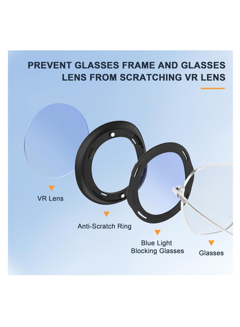 Meta Quest 3 Lens Protector Kit with Blue Light Blocking Glasses, Anti-Scratch Ring and Glasses Spacer for Oculus Quest 3