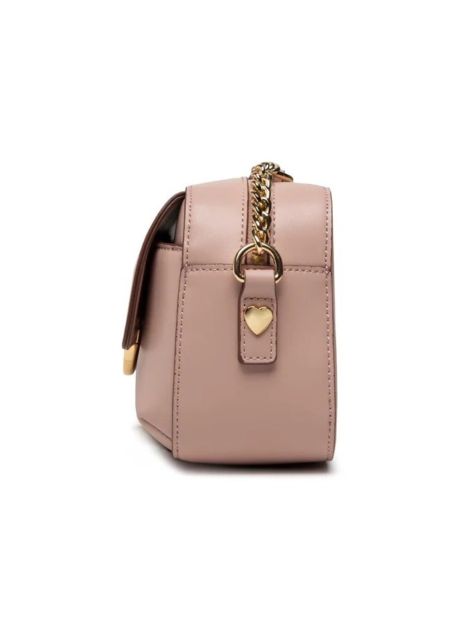 Simple Hoop Leather Shoulder Bag in Blush Beige for Women - Minimalist & Elegant