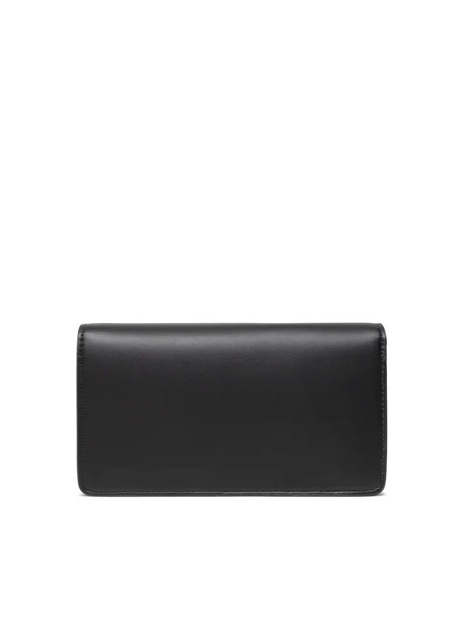 Turn Lock Leather Shoulder Bag in Black for Women - Timeless & Secure