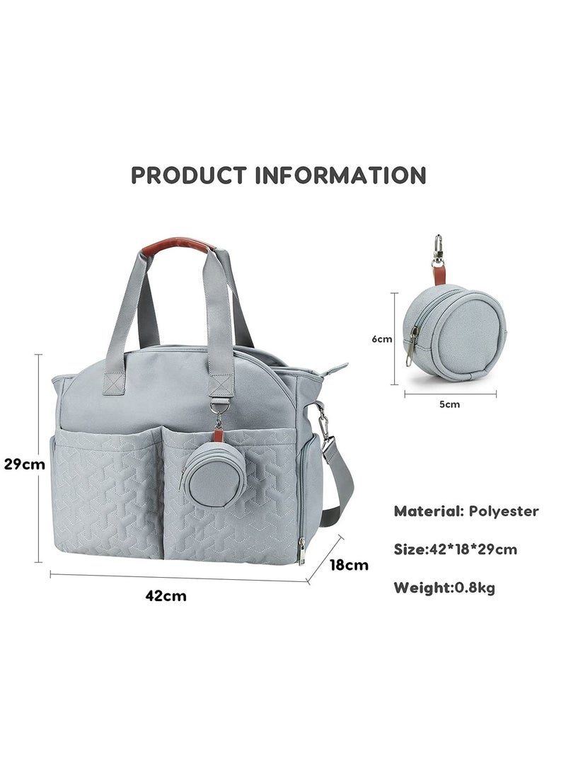 Multifunctional Baby Changing Bag, Large Capacity Waterproof Tote Bag, Satchel Messenger Bag Portable Travel Diaper Bag with Pacifier Bag, Light Blue