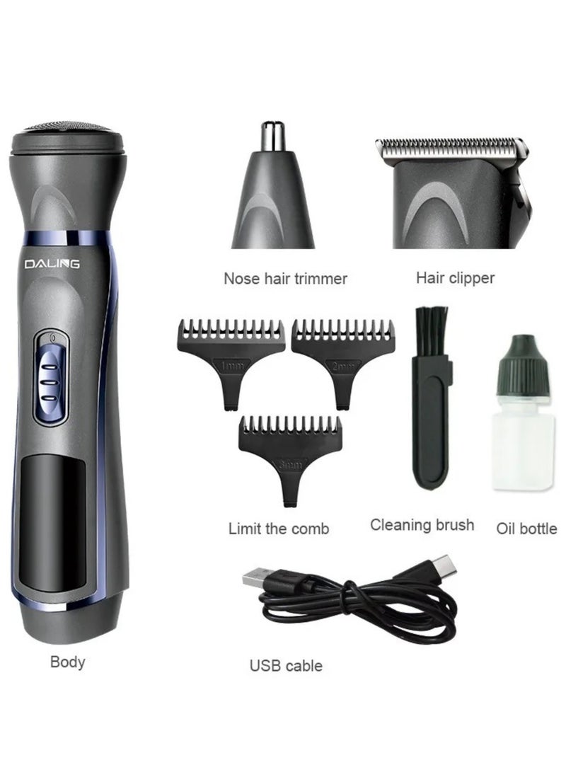 3 in 1 rechargeable men's grooming kit - razor head, nose trimmer head, hair clipper head