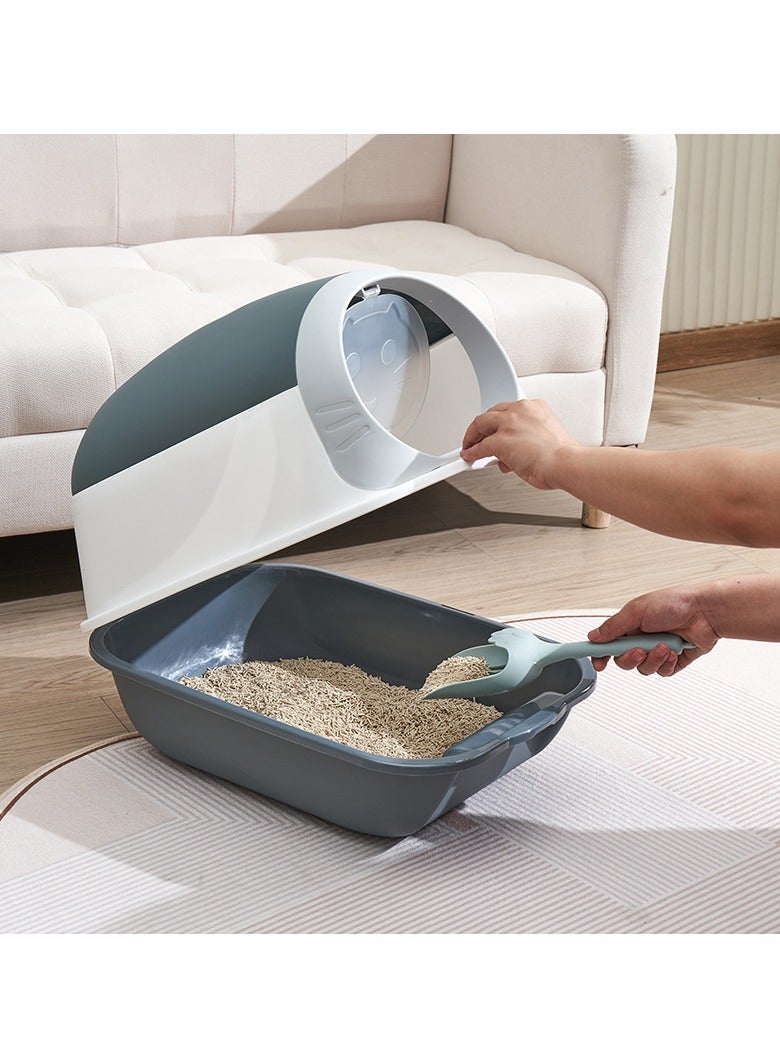 Cat Litter Box Fully Enclosed Large Cat Litter Box Extra Large Enclosed Litter Box Grey