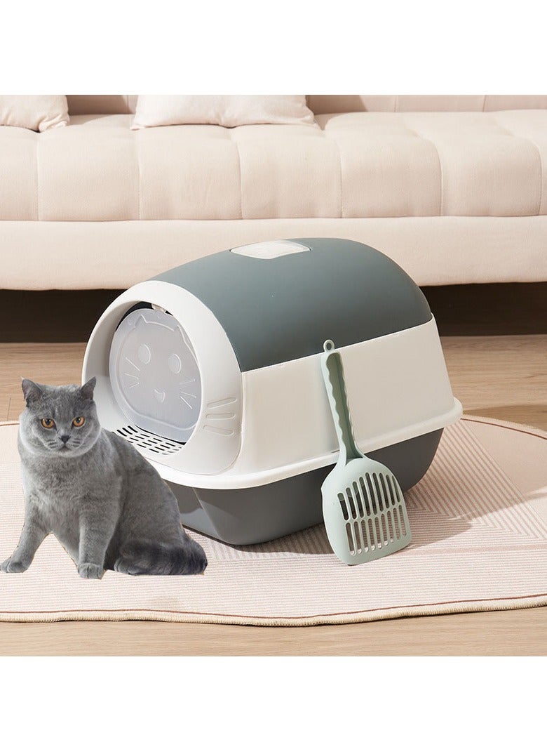 Cat Litter Box Fully Enclosed Large Cat Litter Box Extra Large Enclosed Litter Box Grey