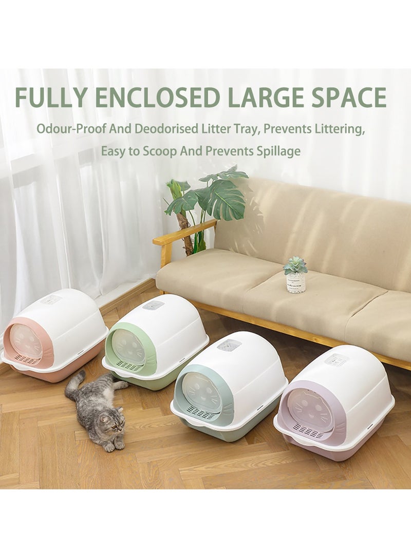 Cat Litter Box Fully Enclosed Large Cat Litter Box Extra Large Enclosed Litter Box Grey