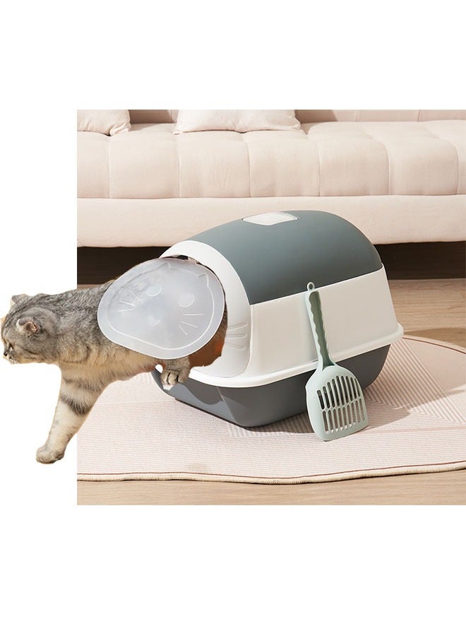 Cat Litter Box Fully Enclosed Large Cat Litter Box Extra Large Enclosed Litter Box Grey