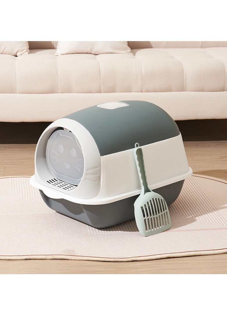 Cat Litter Box Fully Enclosed Large Cat Litter Box Extra Large Enclosed Litter Box Grey
