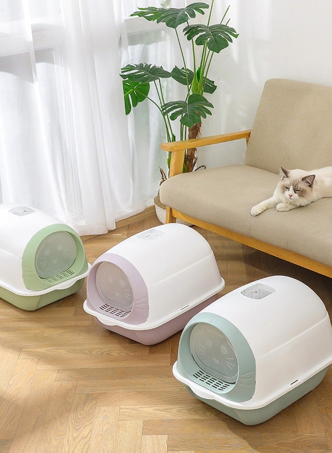 Cat Litter Box Fully Enclosed Large Cat Litter Box Extra Large Enclosed Litter Box Grey