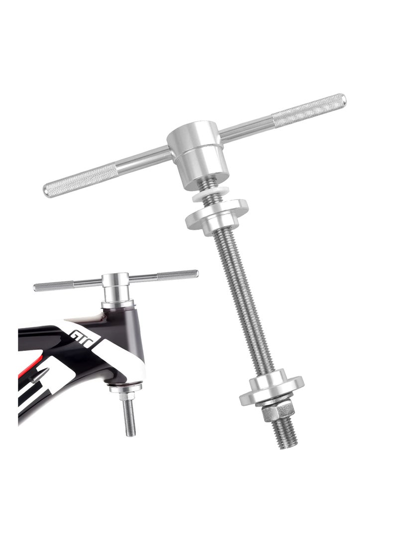 Bicycle Headset and Bottom Bracket Press Tool (Polished Silver) - Essential Bike Repair Accessory with 2 BB Drifts for Easy Installation of Headset Cups and BB Shell Bearings.