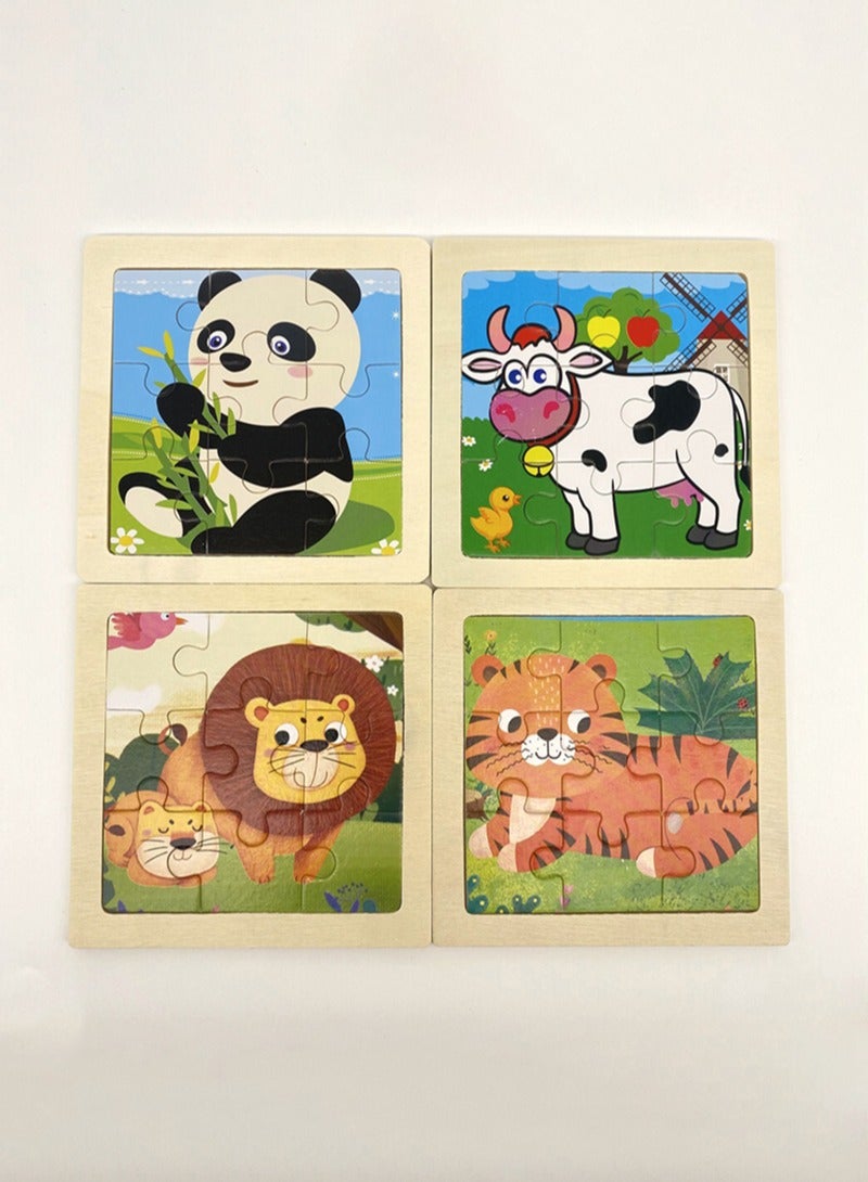 16pcs Puzzle kits, Educational Toys Early Education Animal Cognition Puzzle, educational toys for kids