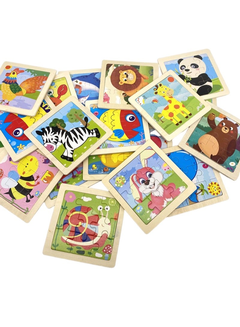 16pcs Puzzle kits, Educational Toys Early Education Animal Cognition Puzzle, educational toys for kids