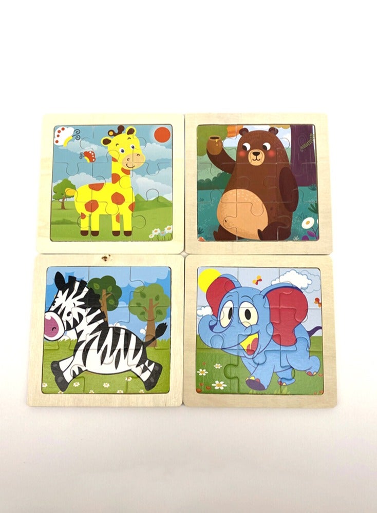 16pcs Puzzle kits, Educational Toys Early Education Animal Cognition Puzzle, educational toys for kids