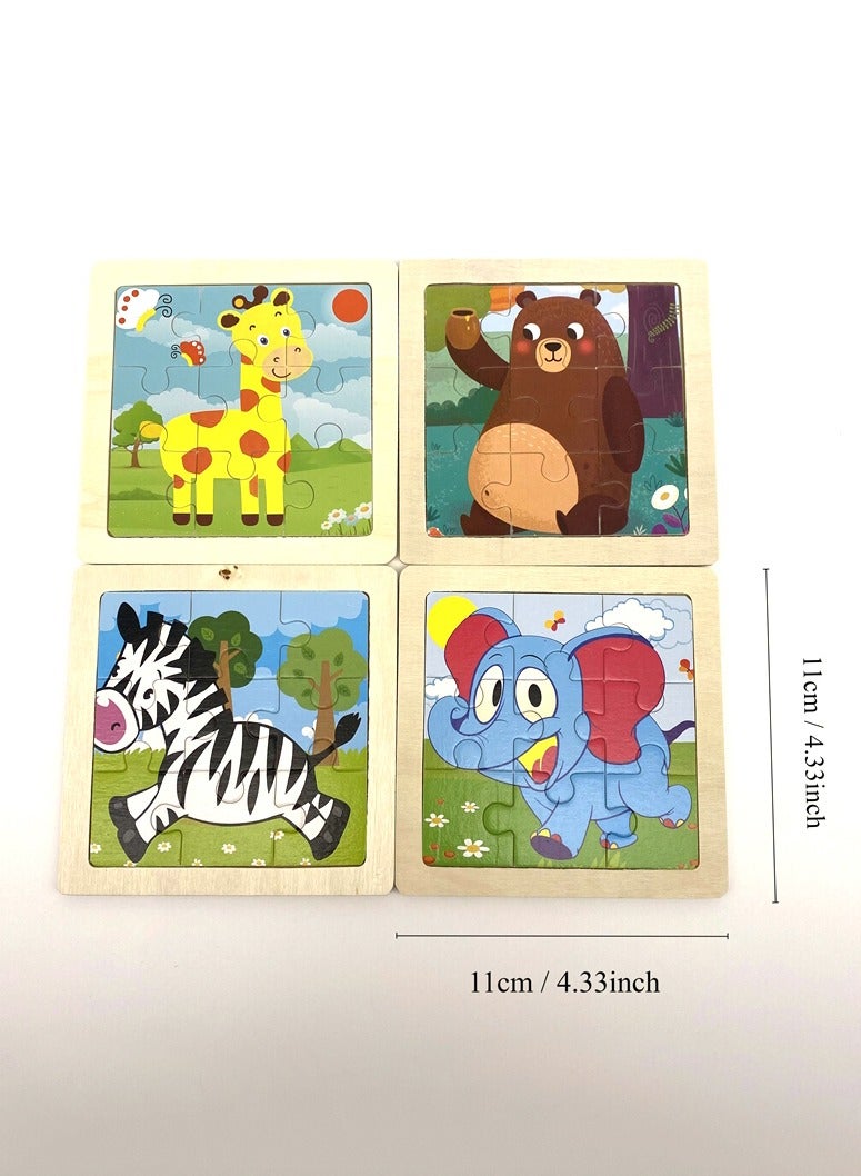 16pcs Puzzle kits, Educational Toys Early Education Animal Cognition Puzzle, educational toys for kids