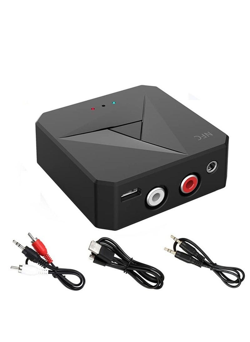 SYOSI Bluetooth 5.0 Transmitter Receiver, 2-In-1 Bluetooth Transmitter NFC Bluetooth Receiver Wireless Audio Bluetooth Adapter with 3.5mm Jack and RCA for TV Home Stereo Car Pc Home Theater