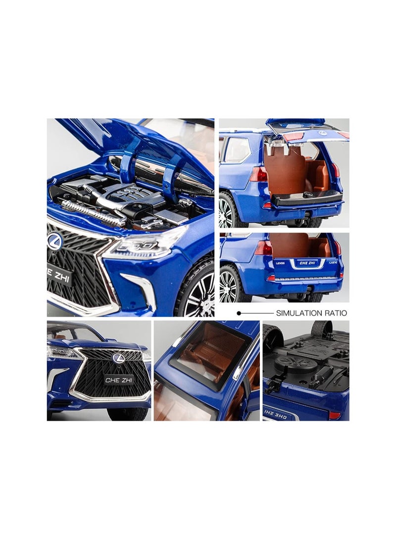 1/24 Lexus 570 Luxury Off-Road Exquisite Model Car, Zinc Alloy Pull Back Toy Car With Sound And Light, Suitable For Children Boys And Girls Gifts