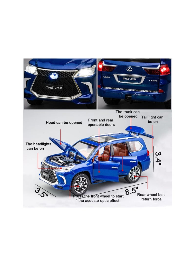 1/24 Lexus 570 Luxury Off-Road Exquisite Model Car, Zinc Alloy Pull Back Toy Car With Sound And Light, Suitable For Children Boys And Girls Gifts