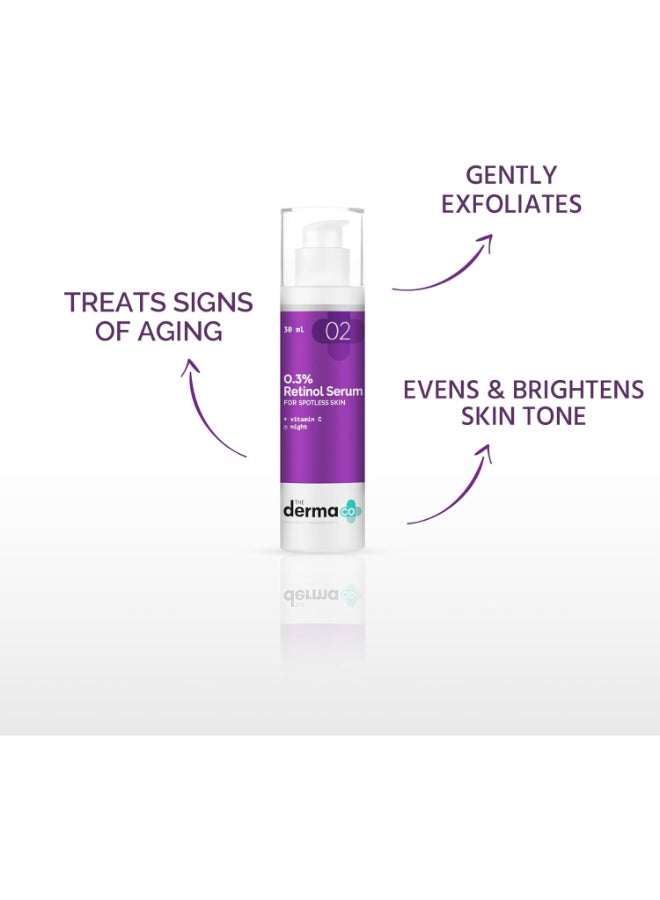 The Derma Co 0.3% Retinol Face Serum for Younger-Looking & Spotless Skin - 30 ml