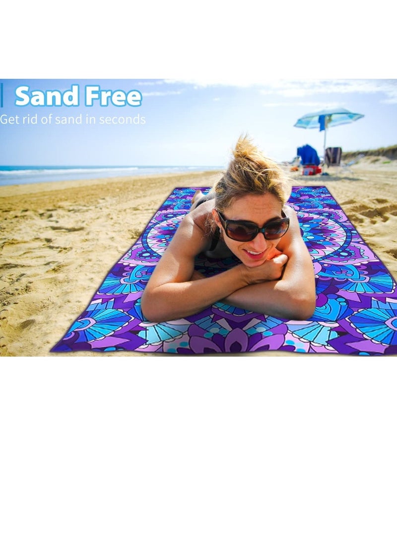 Large Sand Free Microfiber Beach Towel, Quick Dry and Super Absorbent, Perfect for Swimming and Camping