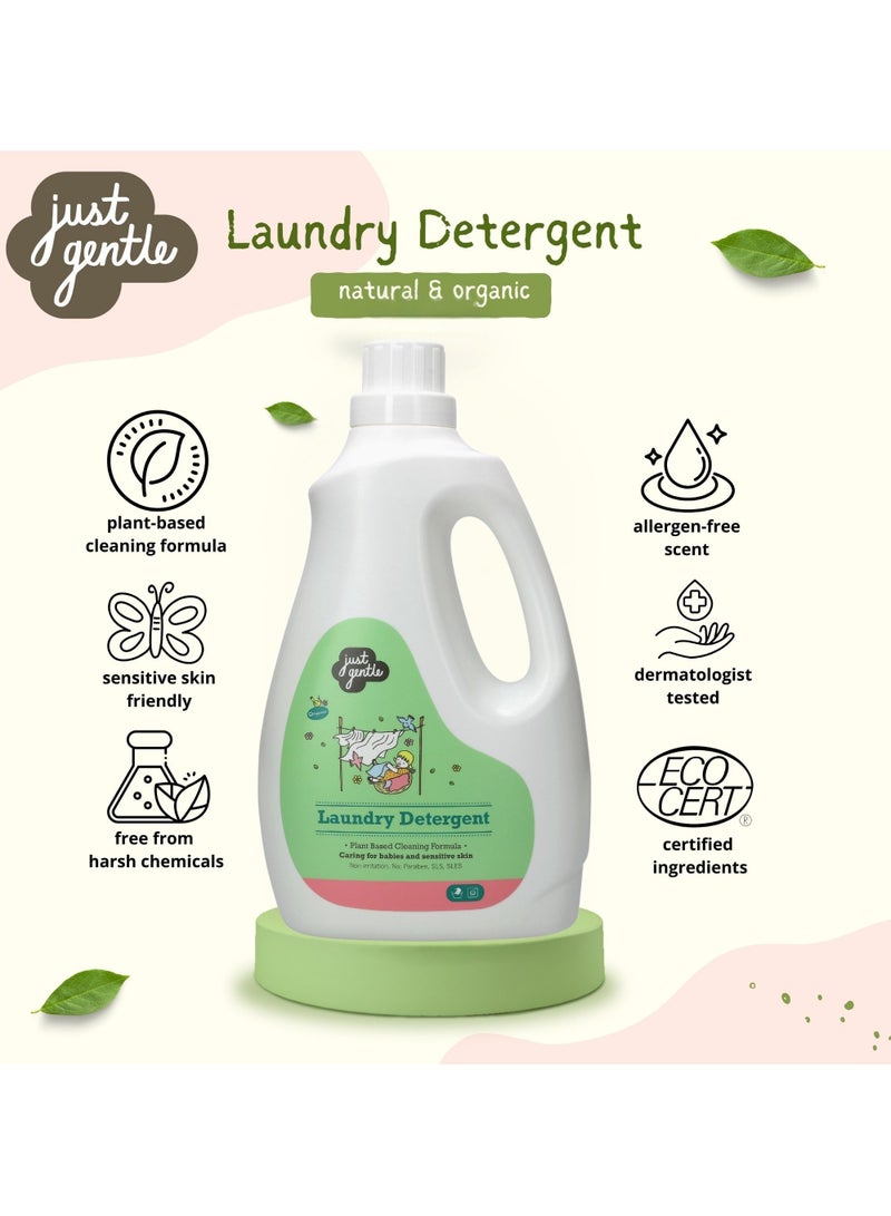 Just Gentle Plant-Based Hypoallergenic Laundry Detergent - Eco-Friendly, Gentle on Sensitive Skin, 3 Litres