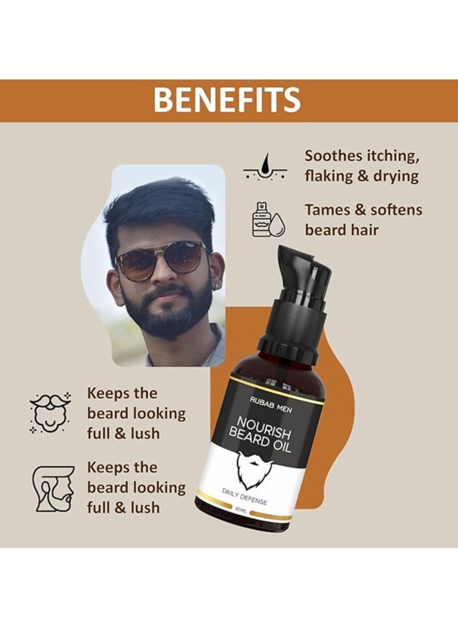 4-in-1 Beard Kit for Men| Advance Beard Oil, Face & Beard Wash, Beard Brush & Wooden Beard Comb for Men| Daily Care of Beard or Amazing Gift Kit for Men