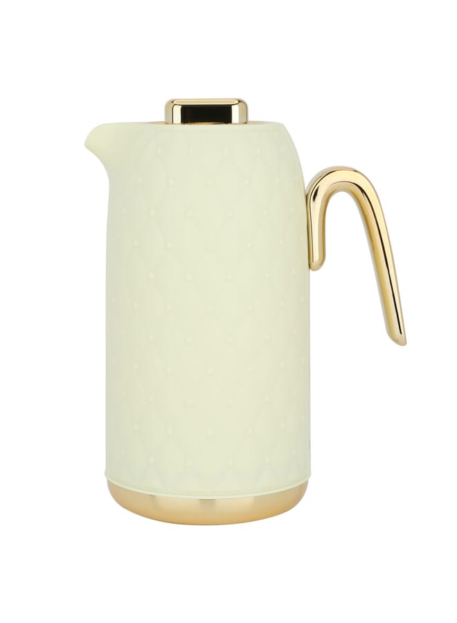 Timeless Lemon Rattan Thermos With Golden Handle 1L