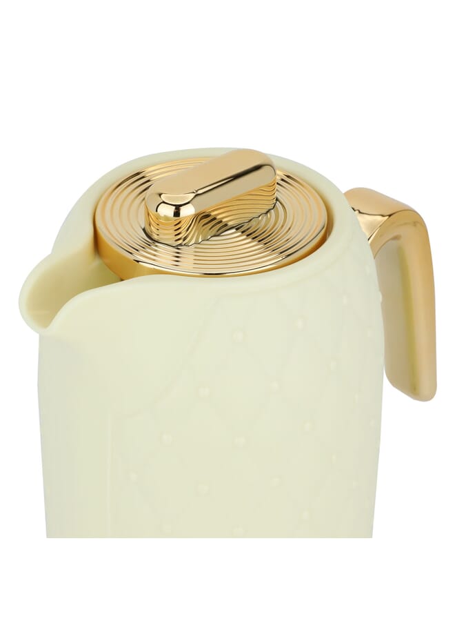 Timeless Lemon Rattan Thermos With Golden Handle 1L