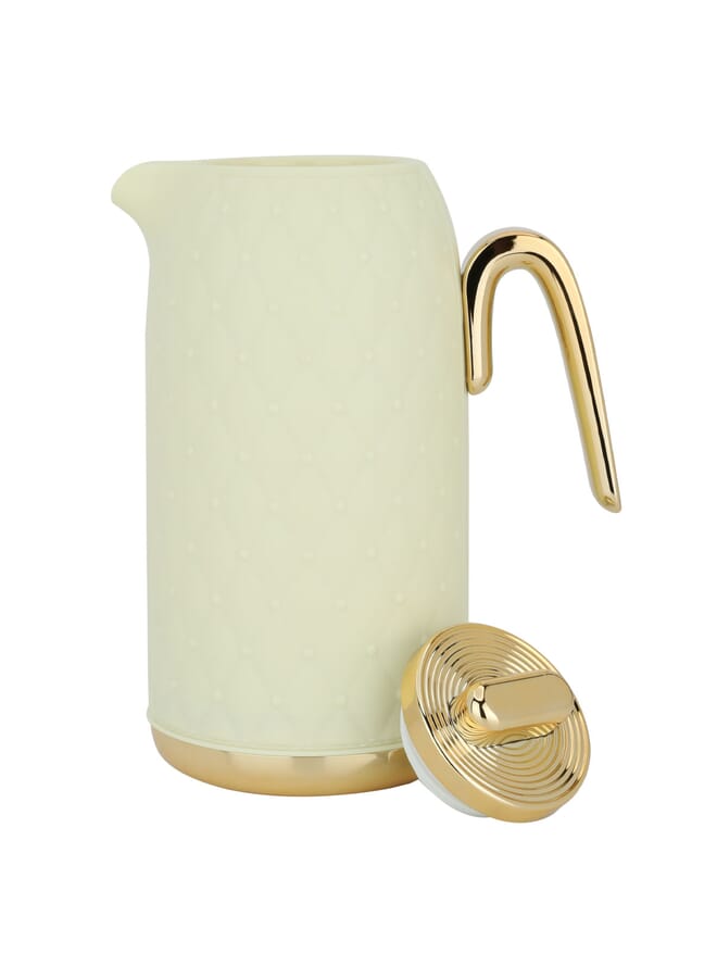 Timeless Lemon Rattan Thermos With Golden Handle 1L