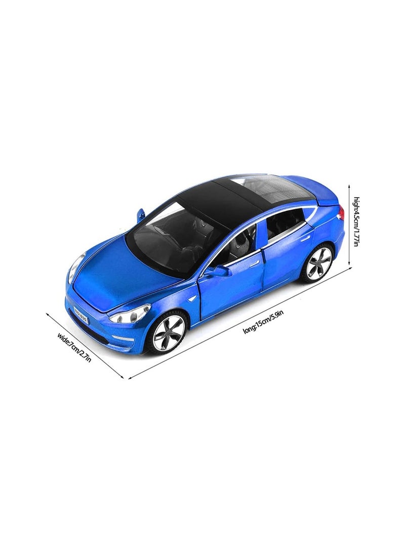 1:32 Blue Model 3 Alloy Cars Diecast Toy Car For Kids, Pull Back With Light And Music, Gift Mini Vehicle, Gift.