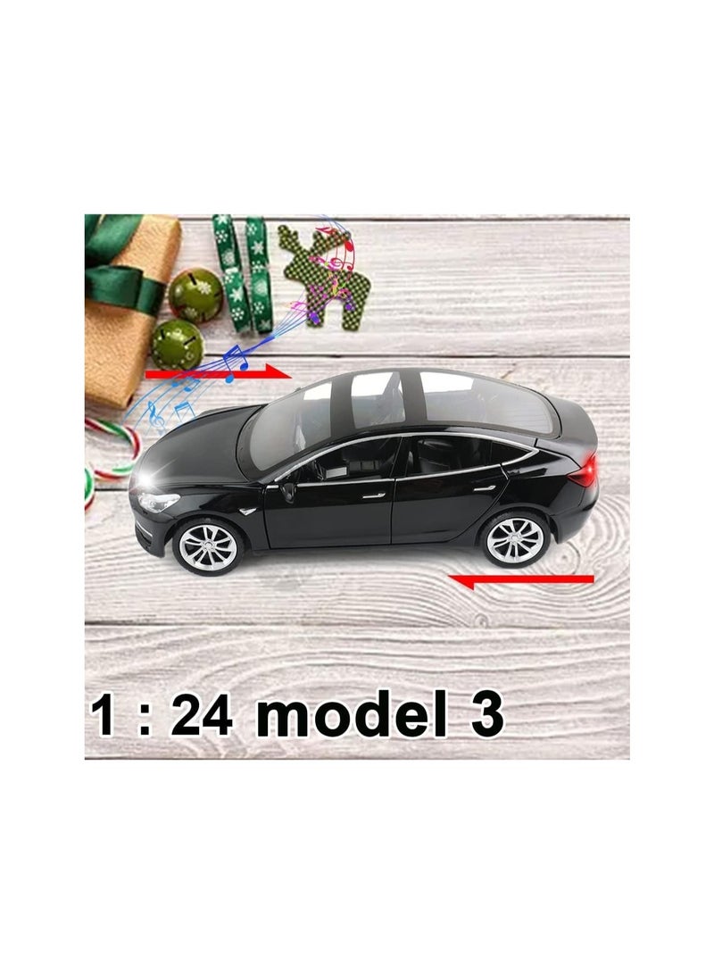 1:24 Scale Tesla Model 3 Alloy Car Diecast Toy Car, Pull Back Car With Light And Music, Great Gift For Boys And Girls.