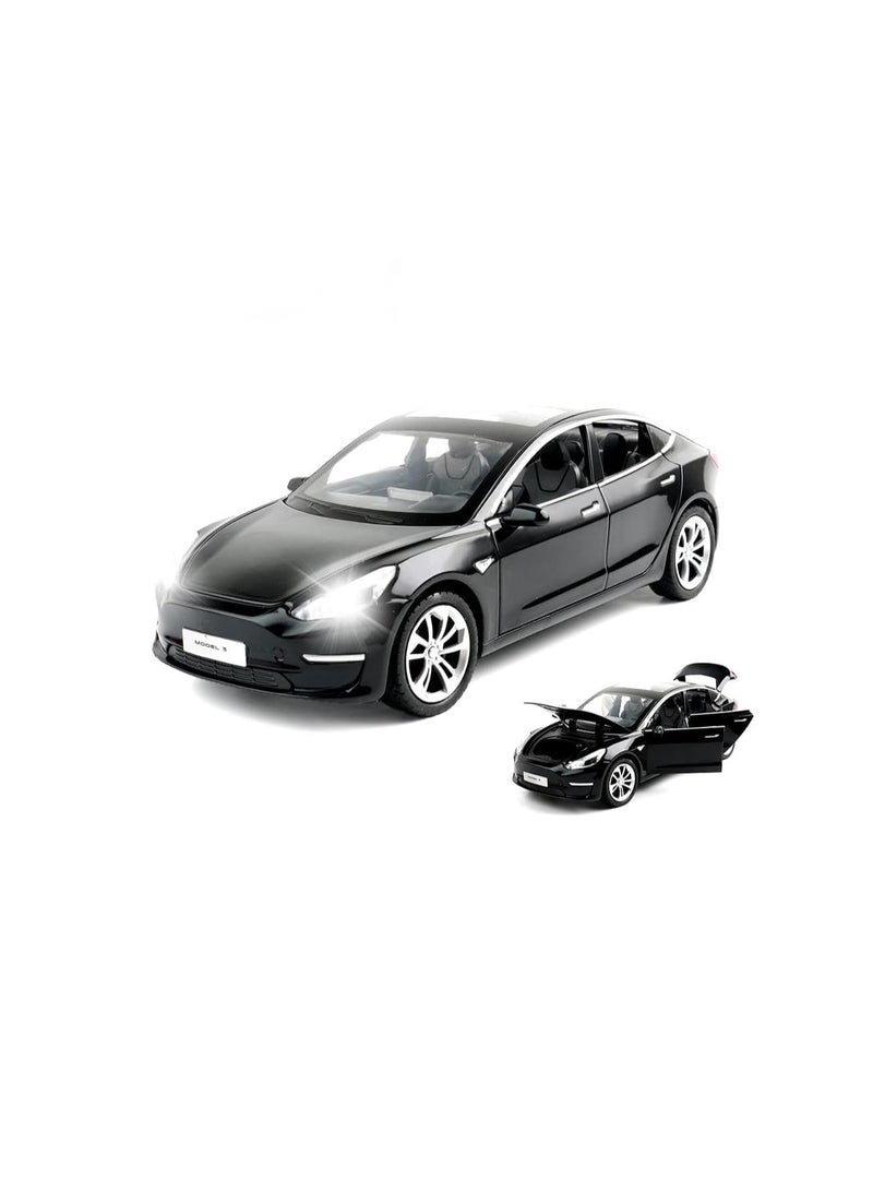 1:24 Scale Tesla Model 3 Alloy Car Diecast Toy Car, Pull Back Car With Light And Music, Great Gift For Boys And Girls.