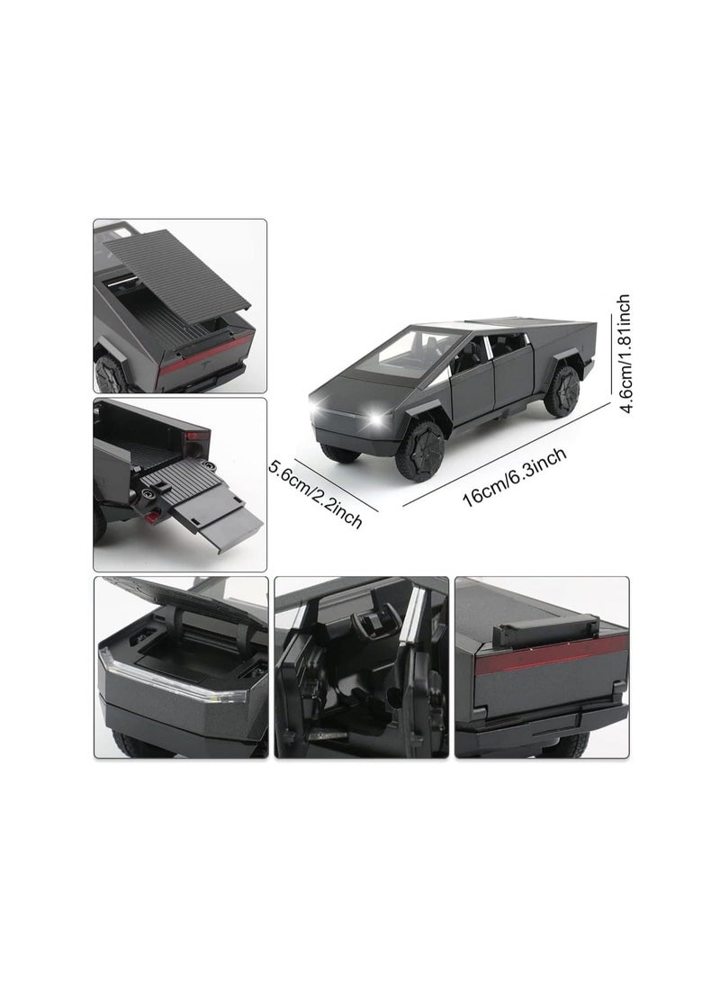 1/32 Grey Toy Truck Pickup Truck Suv Alloy Car Model Diecast Metal Toy Truck Model Simulation Sound Light Gift Boy Girl