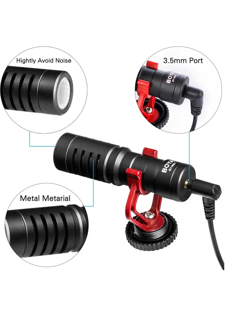 BOYA On Camera Shotgun Video Microphone by-MM1 YouTube Vlogging Facebook Livestream Recording Mic for iPhone Huawei Android Smartphone Canon Nikon Sony DSLR Cameras