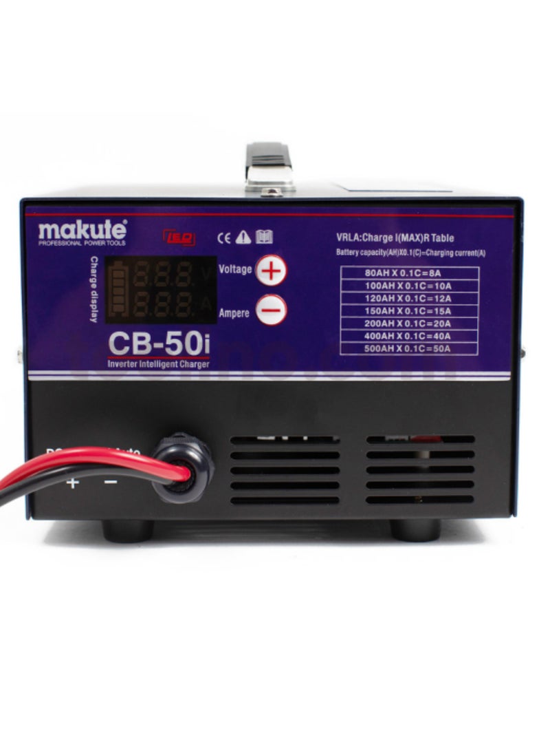 Battery Charger | 12V/24V Lead-Acid Battery Charger | Digital Display, Overload & Polarity Protection, 8A-50A Current Range, Single Phase Input, CB-50i