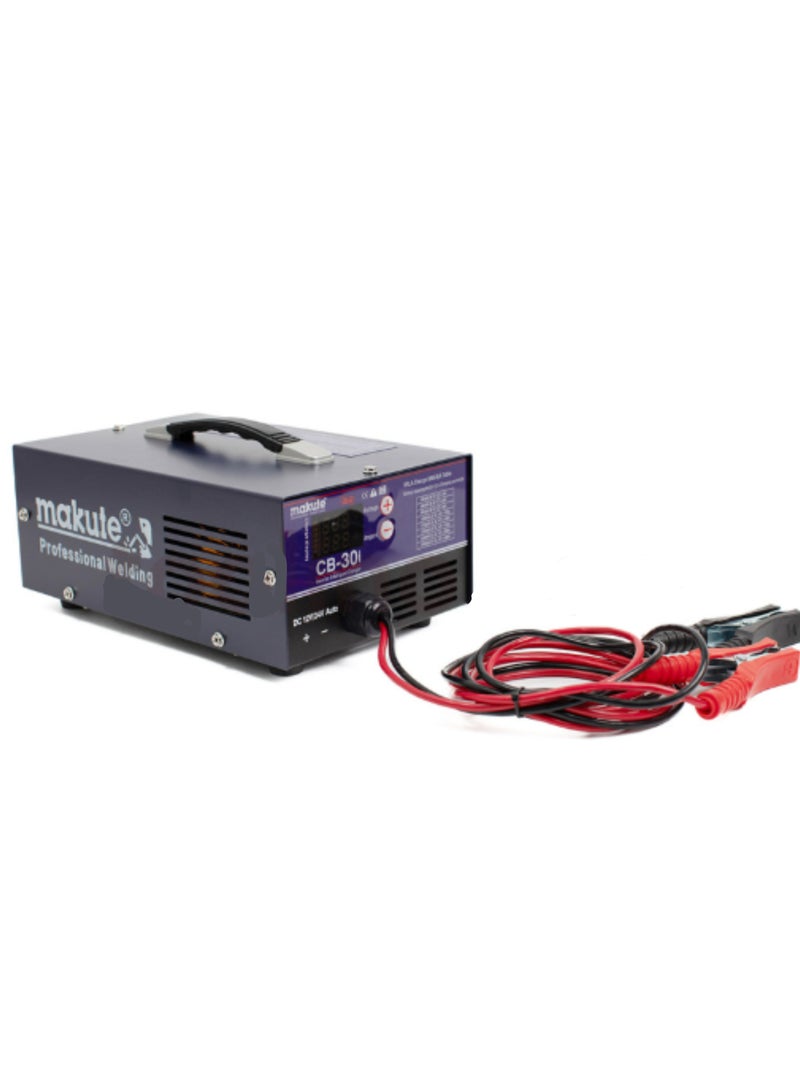 Car Battery Charger, 12V/24V Output, 4A-30A Charging Current, Digital Display, Overload and Polarity Reversal Protection, Lead-Acid Battery Charger for Motorcycles, Cars, Vans, Light Trucks-CB-30I