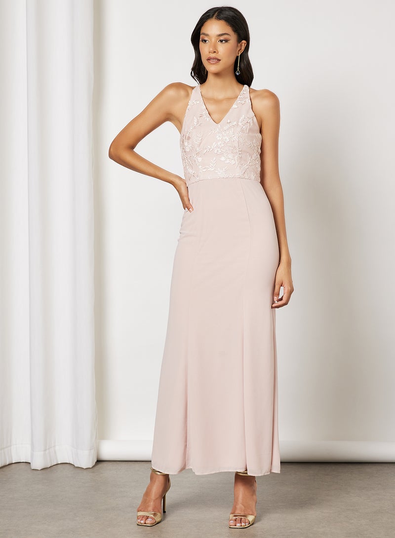 Avia Lace Overlay Dress Blush