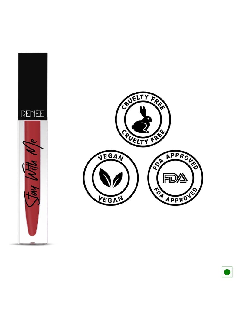 RENEE Stay With Me Matte Lip Color Hunger for Berry 5ml| Long Lasting, Light Weight & Non Transfer Formula| Water & Smudge Proof