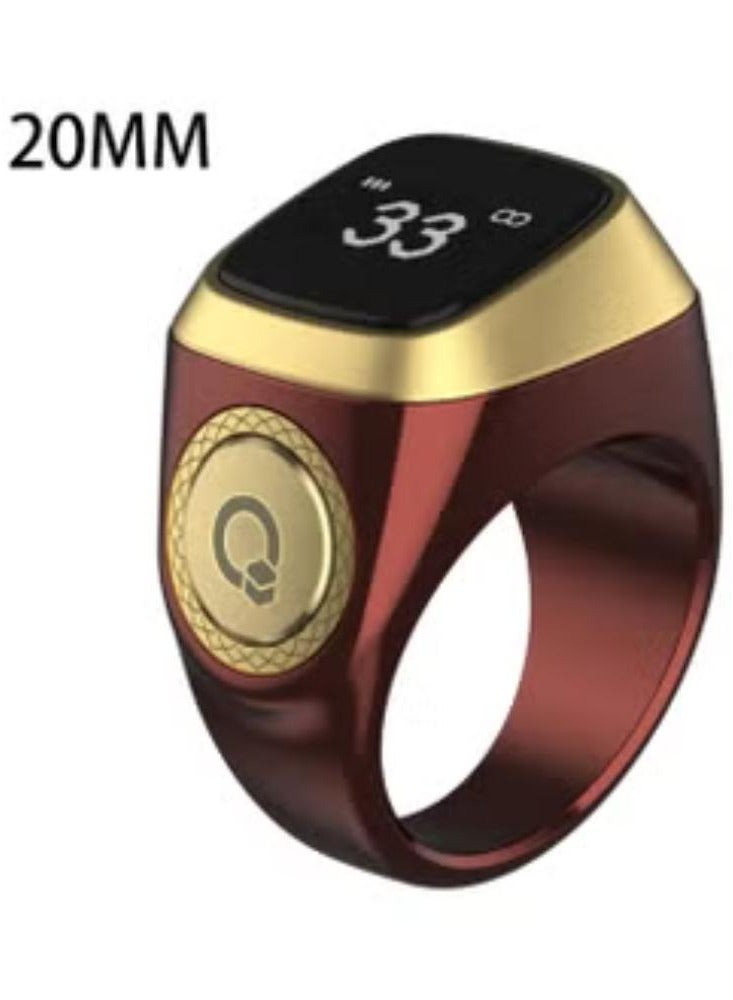 20MM Zikr Ring Smart Ring with Vibration Reminder Tasbih Counter and Bluetooth Connection for Exclusive IQIBLA App and 5 Daily Prayer Reminders