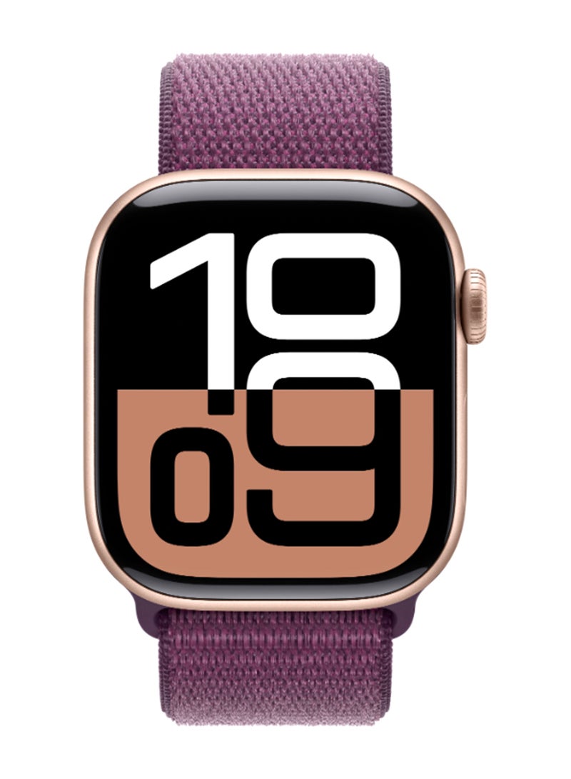 Watch Series 10 GPS 42mm Rose Gold Aluminium Case With Plum Sport Loop