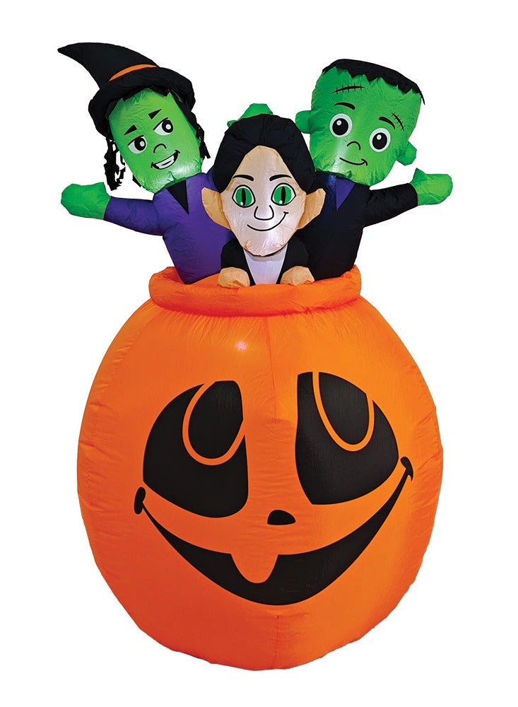 5 Feet Inflatable Spooky Cauldron with Kids Inside Halloween Decorations with Built in LED Lights Perfect for Indoor and Outdoor Scary Atmosphere Display