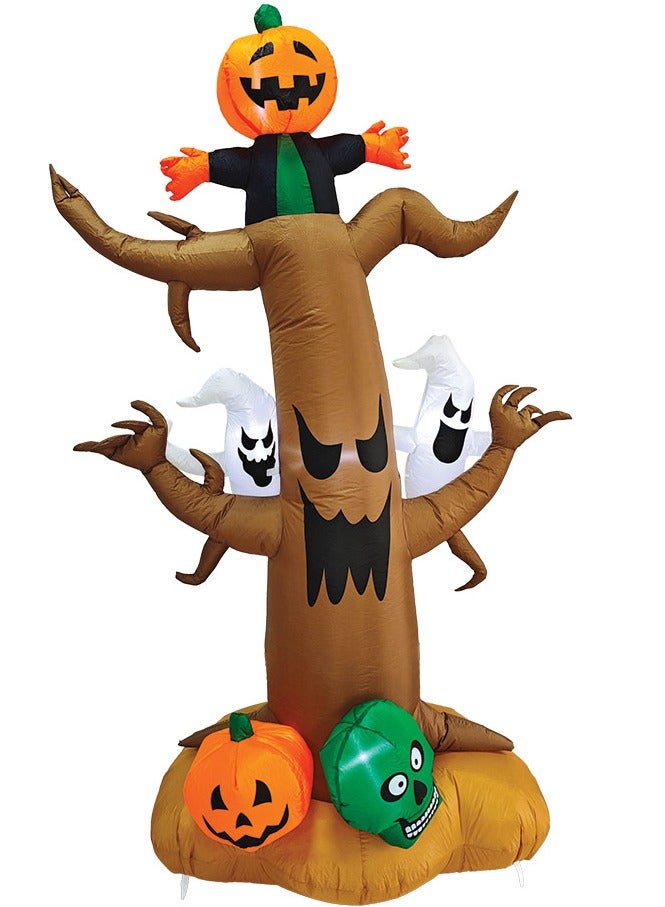 8 Feet Inflatable Spooky Tree Halloween Decor with Built in LED Lights Perfect for Indoor and Outdoor Creepy Theme Party