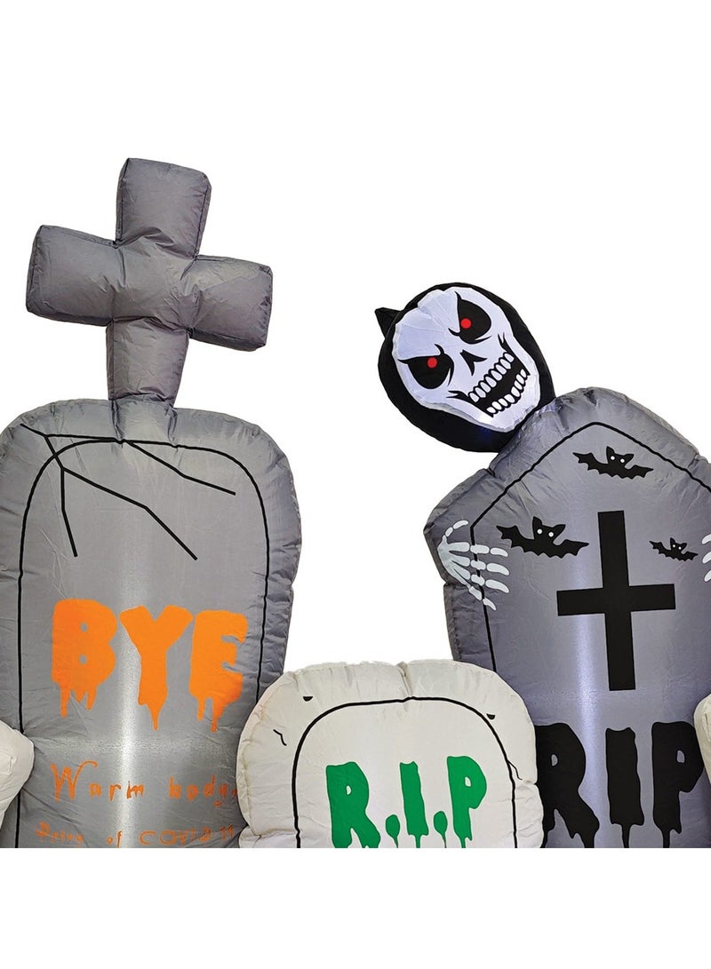 8 Feet Inflatable Graveyard Scene Halloween Decorations Spooky, Light-Up Yard Display with Creepy Skeletons and Tombstones, Perfect for Indoor and Outdoor Fun