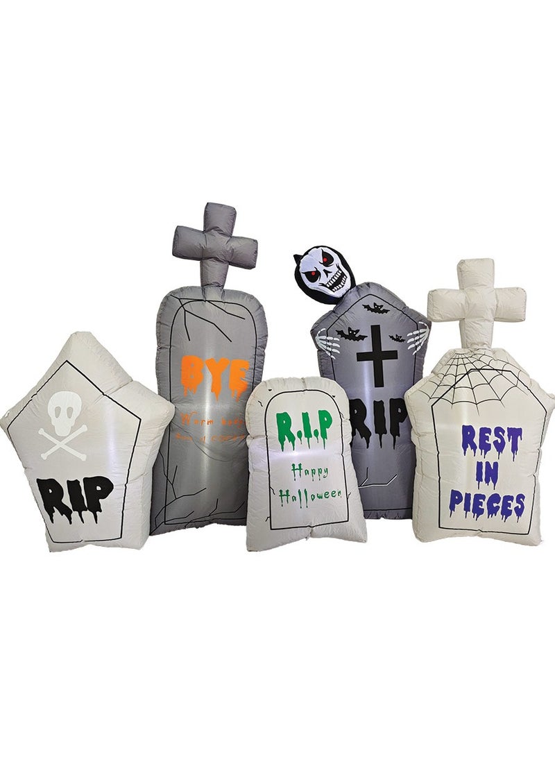 8 Feet Inflatable Graveyard Scene Halloween Decorations Spooky, Light-Up Yard Display with Creepy Skeletons and Tombstones, Perfect for Indoor and Outdoor Fun