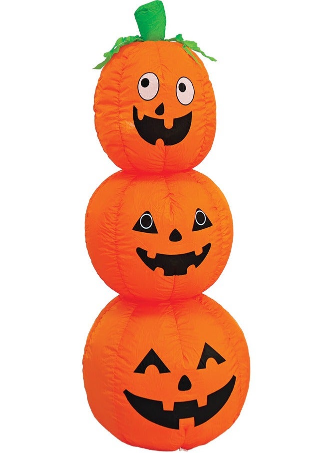 4 Feet Inflatable 3 Stacked Pumpkins Halloween Decorations  with LED Lights Perfect for Spooky Outdoor Yard and Indoor Scary Decor